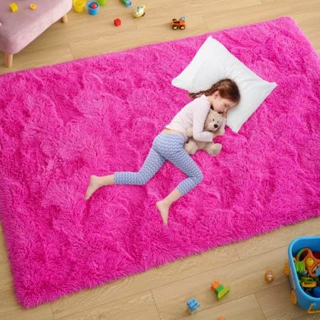Modern Pink Textured Living Rug